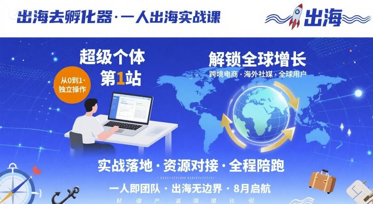 出海去孵化器，一人出海实战课，超级个体第1站，解锁全球增长-迈巴赫之家