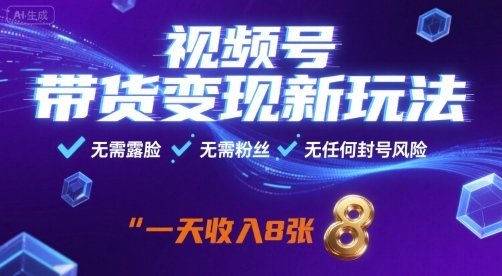 视频号带货变现新玩法，无需露脸，无需粉丝，无任何封号风险，一天收益8张【揭秘】-迈巴赫之家