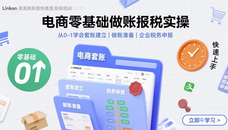 电商零基础做账报税实操快速上手，从0-1学会套账建立，做账准备，企业税务申报-迈巴赫之家